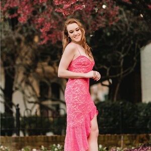 Hello Molly Vibrant Pink High Low Dress